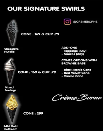 Cremeborne menu 