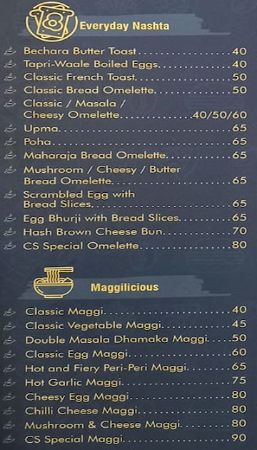 Chai Shots menu 