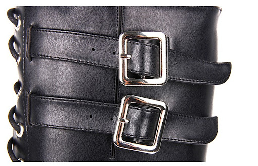 Title 6, Punk lace up zipper gear muffin high heel boots...