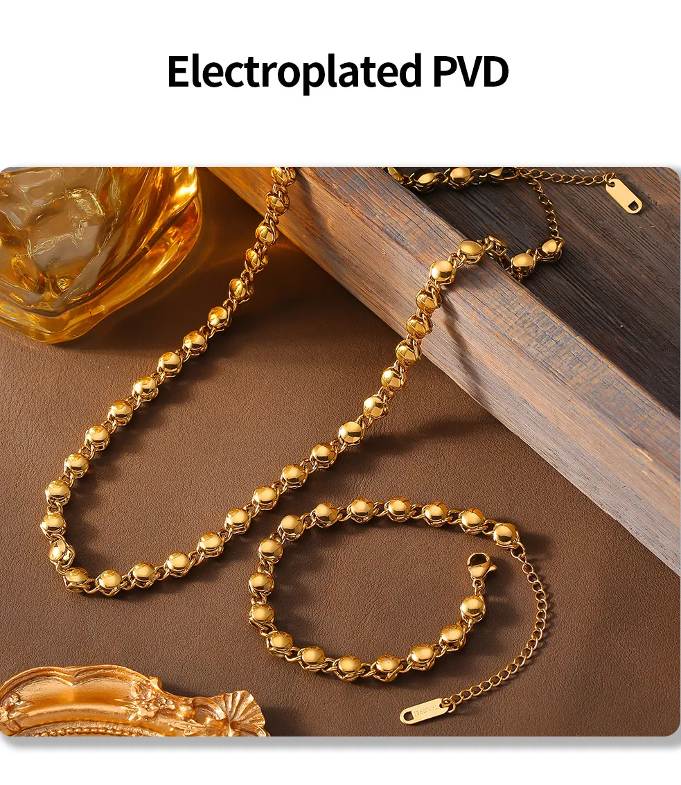 Title 6, Collier et Bracelet Boules Simples en Cuivre Pl...