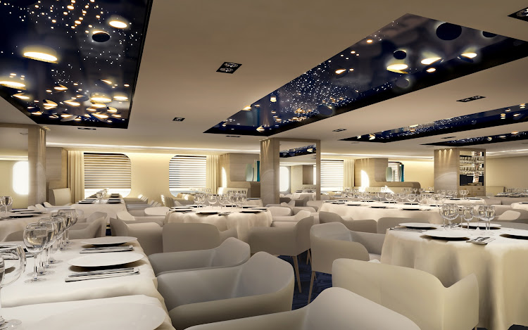 Dine in style on French dishes, cheeses and desserts on Ponant's luxury ship Le Lyrial. 