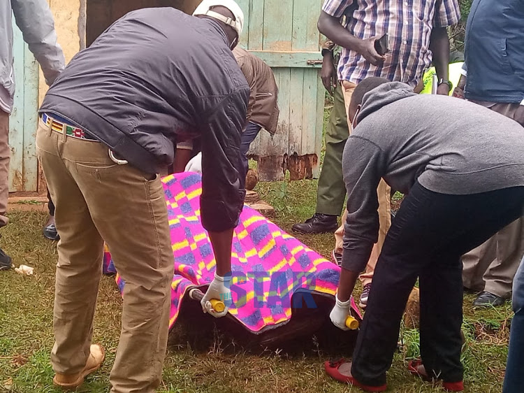 Police Corporal Caroline Kangogo being removed from her parents' home in Keiyo, Elgeyo Marakwet on June 16, 2021.