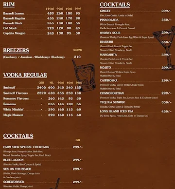 Farm View menu 