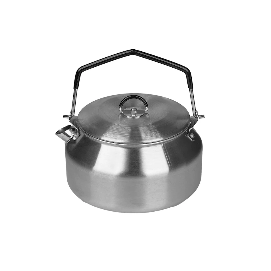 Bouilloire portable en acier inoxydable 304 pour l'extérieur. Parfait pour le camping, la randonnée et les voyages. Profitez d'eau chaude facilement et durablement.