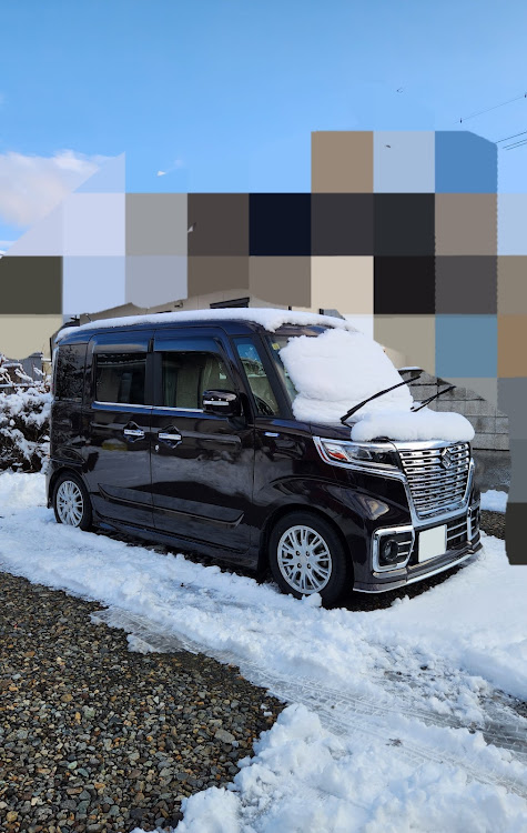 スペーシアカスタムの雪が積もった・車高詐欺？・3月もよろしくお願いしますに関するカスタム事例の投稿画像1枚目