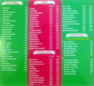 CK's Bakery menu 