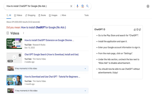 ChatGPT for Google (No Ads)