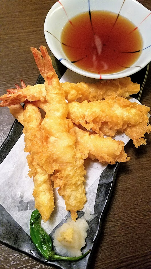 Shigezo's 5 pieces of shrimp tempura with shishito pepper