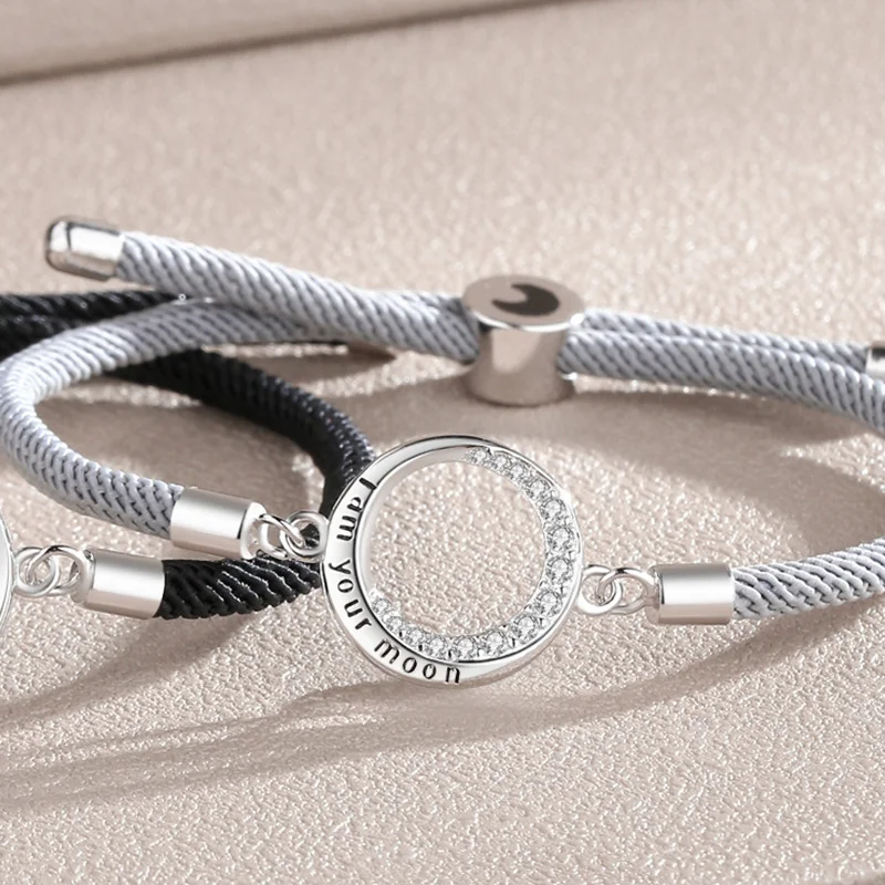 Title 4, Bracciali di coppia geometrici sole e luna in a...