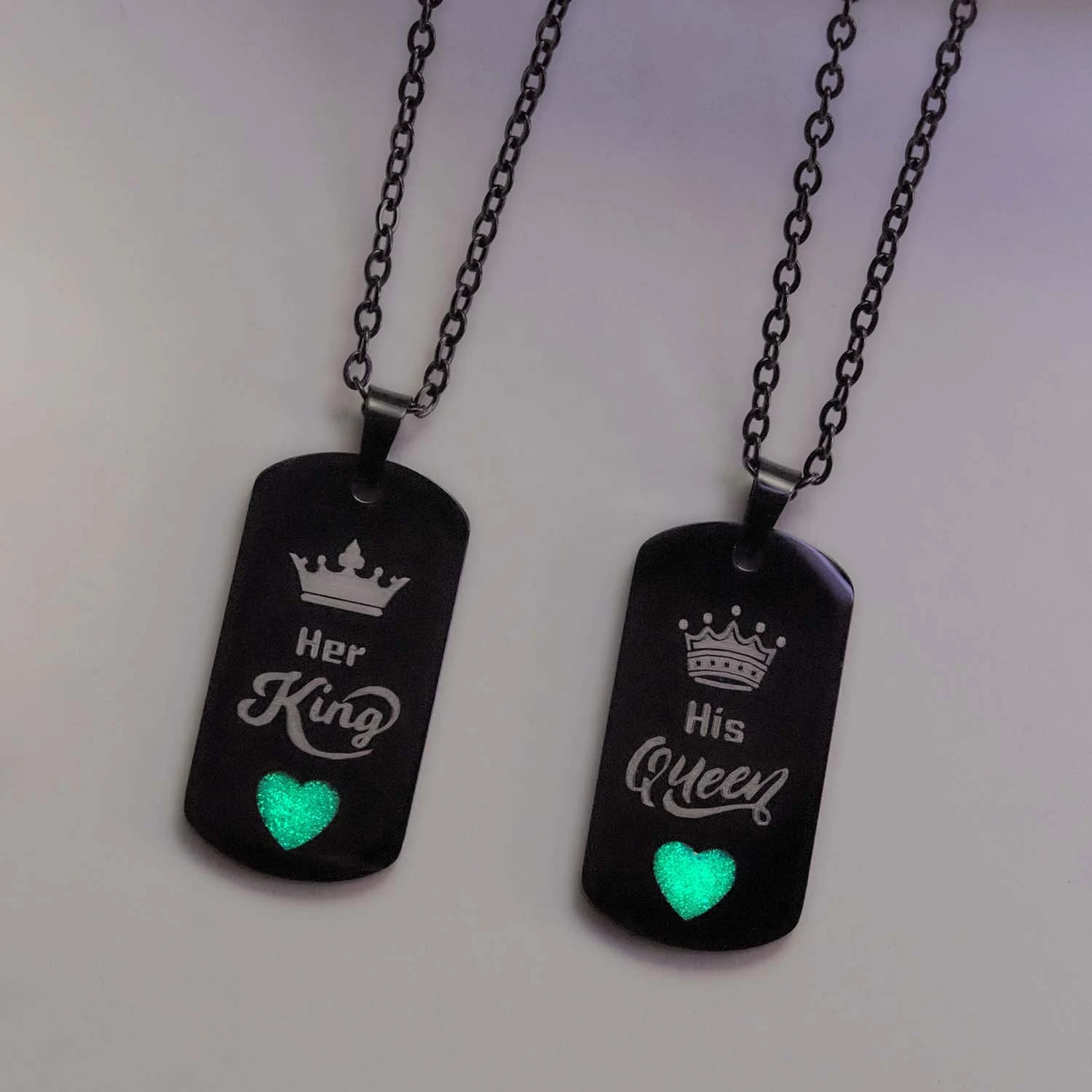 Title 10, Collar para parejas acero inoxidable Rey y Rein...