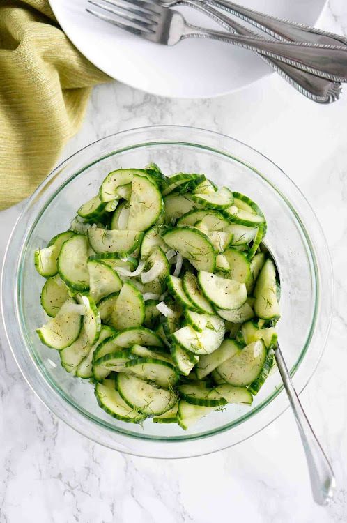 Sweet and spicy cucumber salad