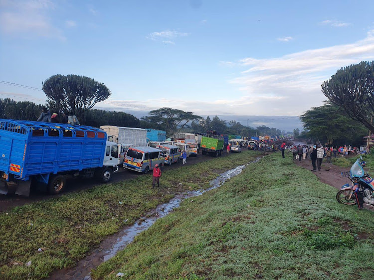 Traffic congestion along Mai Mahiu-Naivasha road.