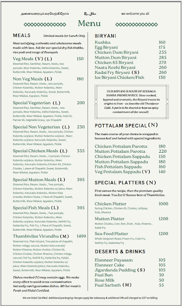 Thambi Vilas menu 