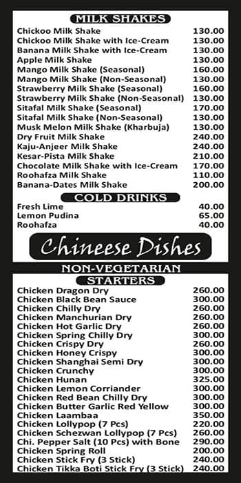 Sadanand menu 