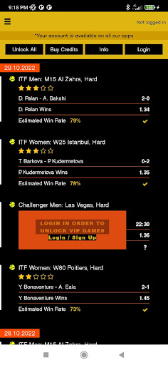 Screenshot Betting Tips Tennis