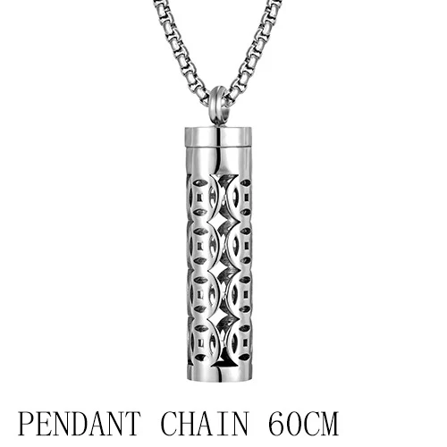Collier diffuseur de parfum en acier titane creux pour aromathérapie. Profitez de vos huiles essentielles et parfums préférés partout.