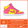 fragment x nike dunk high "london" vivid pink/tour yellow-white