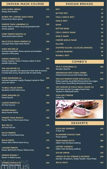 The Flamiing Tables menu 