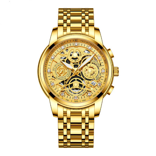 Title 5, Mens hollow steel band quartz watch with lumin...