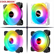 Fan Led Rgb, Quạt Tản Nhiệt Fan Coolmoon V2 2 Vòng Ring - Led Rgb, Tặng Kèm Ốc Vít