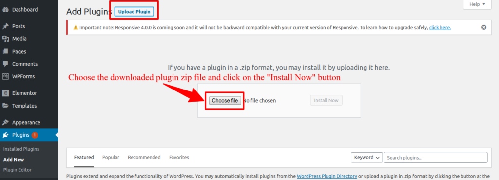 Upload WordPress plugin