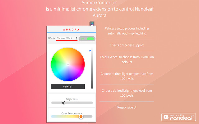 Nanoleaf Aurora Controller chrome extension
