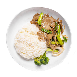 Szechuan Pan Fried Beef and Green Onion with Rice