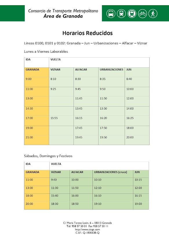 horario bus viznar estado alarma