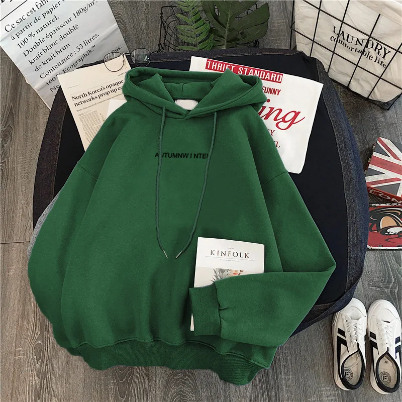 Manteau à capuche décontracté à manches longues de style coréen