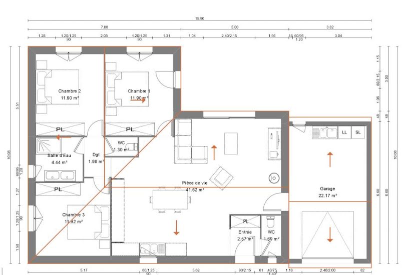  Vente Terrain + Maison - Terrain : 720m² - Maison : 90m² à Vidauban (83550) 