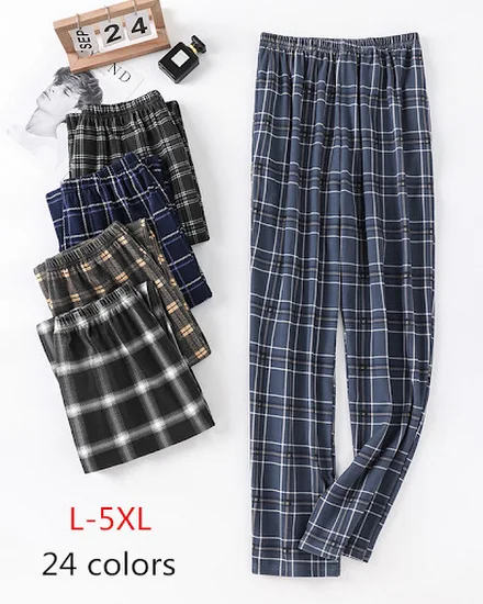 New Style Hot Sale Cotton Plaid Pajama Pants For Adluts H... - 0