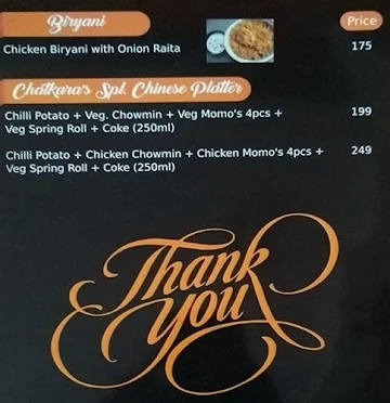 Chatkara Flames menu 