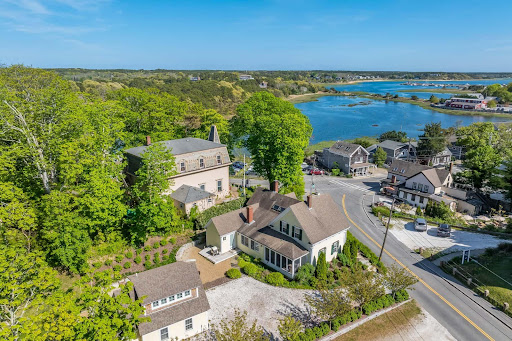 House and coastal landscape, aerial view in this luxury property for sale in Wellfleet ($1,875,000)