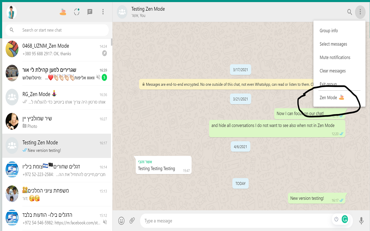 Zen Mode (for whatsapp - Beta) Preview image 1