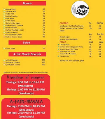 A-FAIR-MASALA menu 