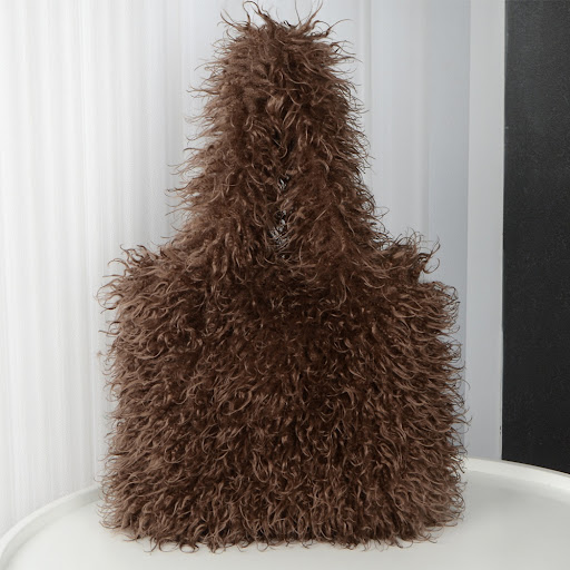 Title 17, Faux Fur Beach Wool Plush Bag, Portable Shoulde...
