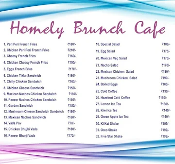 Homely Brunch Cafe menu 