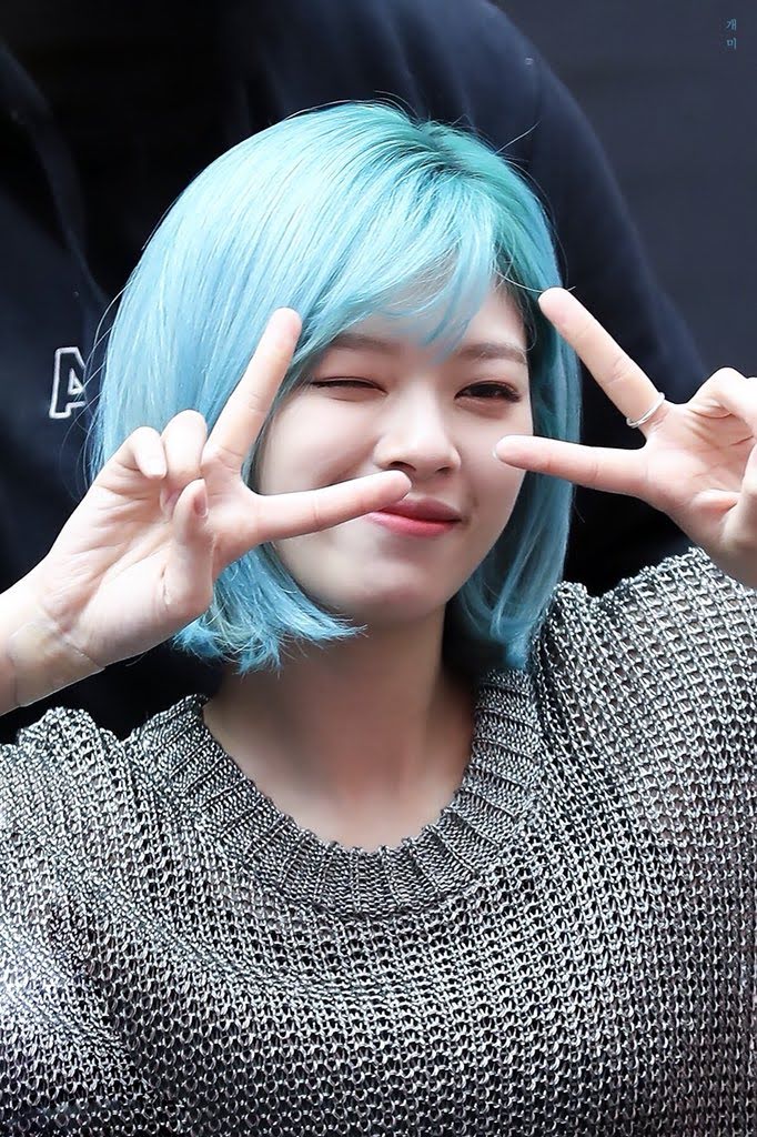 Literally Just 60 Photos Of TWICE Jeongyeon's Bright Blue Hair