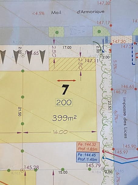 Vente terrain  399 m² à Bréal-sous-Vitré (35370), 29 335 €