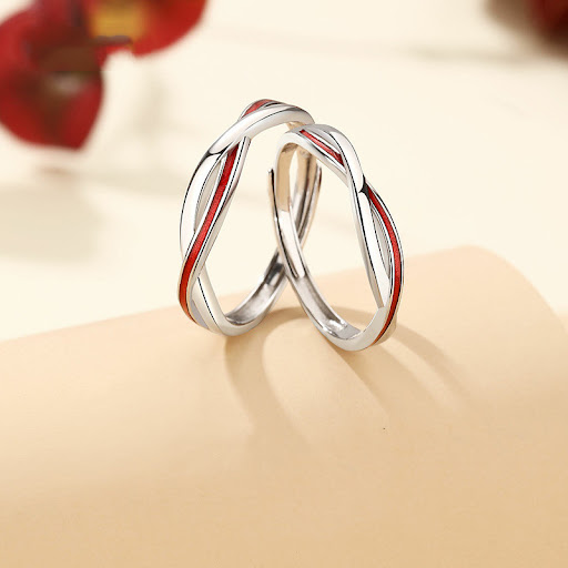 Title 5, Moon Old Red Line Mobius Couple Ring – a timele...