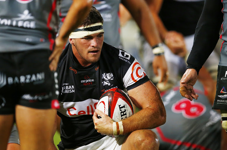 Kerron van Vuuren afster scoring a try for the Sharks in their Currie Cup match against the Pumas at Kings Park in Durban on Friday night.