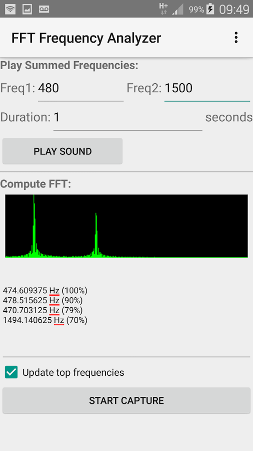 FFT Frequency Analyzer Screen 3