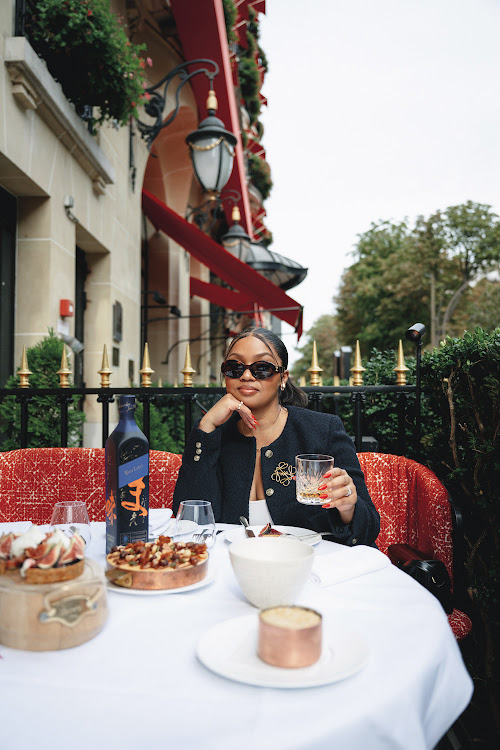 Johnnie Walker Blue Label brand advocate Siyanda Bani enjoying the delights at Plaza Athénée.