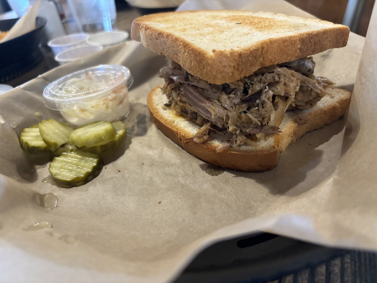 Delicious pork sandwich on gluten free bread