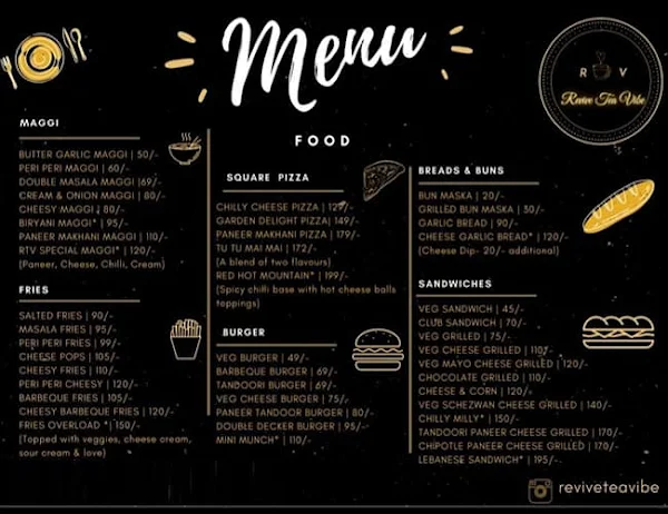 Revive Tea Vibe menu 