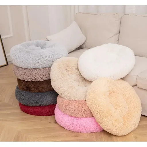 Comfortable Cat and Dog Bed Plush Round Pet House for Winter Soft and Warm Pet Mat Pet Supplies