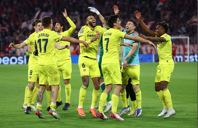 Villarreal players celebrate after the match