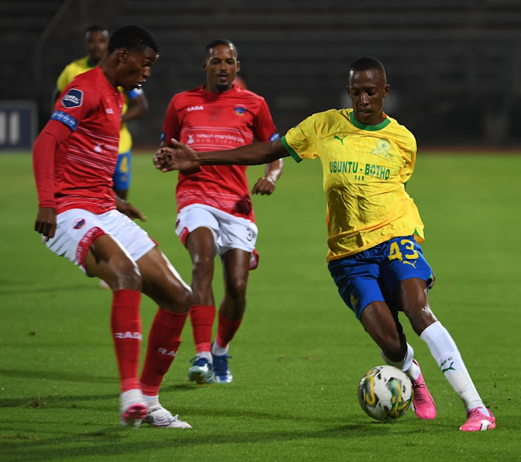 Divine Lunga of Sundowns during the DStv Premiership match between Mamelodi Sundowns and Chippa United at Lucas Masterpieces Moripe stadium.