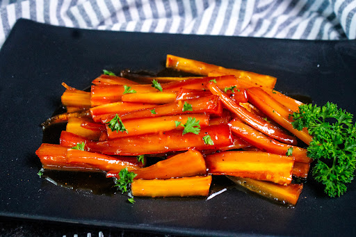 A plate of Honey-Glazed Parsnips.