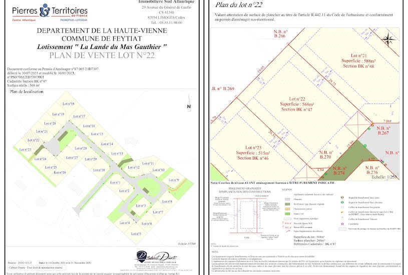  Vente Terrain à bâtir - à Feytiat (87220) 